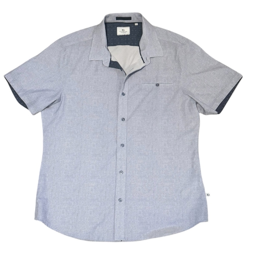 7 Diamonds Ponti 4-Way Stretch Short Sleeve Button Down‎ Shirt Size L